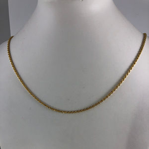 Italian Diamond Cut Gold Rope 18 inch Vermeil 925 Silver 2MM Rope Chain